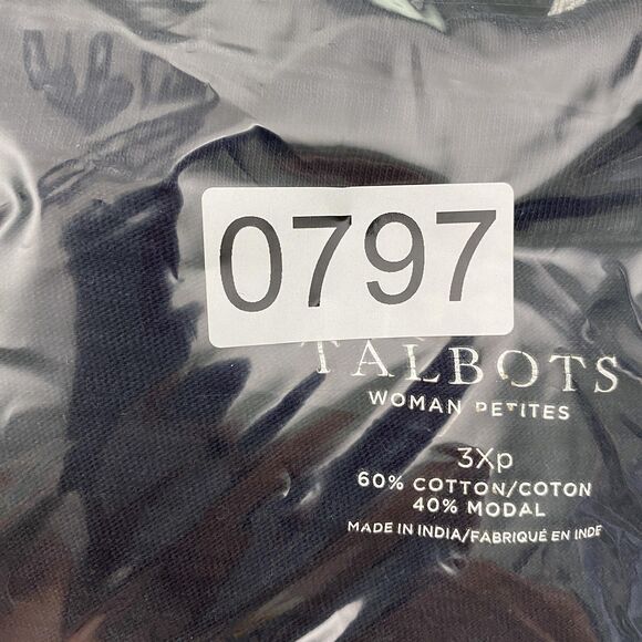 Talbots Navy Blue Top Split Neck Embroidered Cotton Blend Blouse 3X Petite - Picture 7 of 7